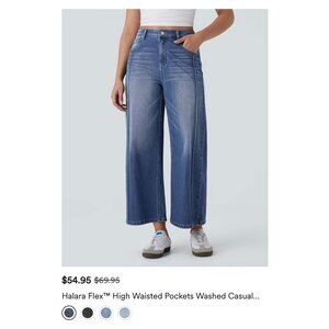 Halara Flex High Waisted Washed Casual Baggy Jeans with Pockets